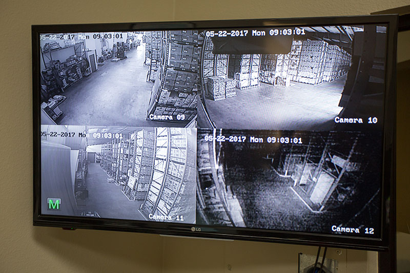 records storage facility with secure surveillance and monitoring video of camera setup within facility.
